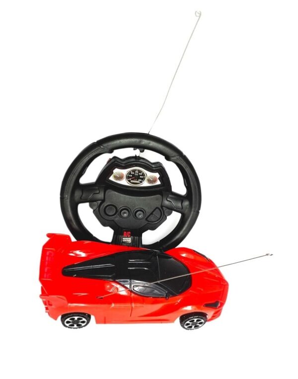RC Car Toy with Steering Wheel Controller for Kids, Red Sports Racing Car