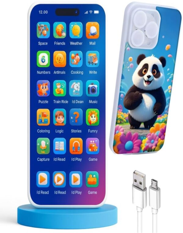 Puzzle Mobile Toy PhoneEducational Phone Toy for 2-12 Years Kids Rechargeable 24 Modes Talking Baby Smart Phone Mobile Toy for Boys Girls Christmas Gift Birthday Surprise