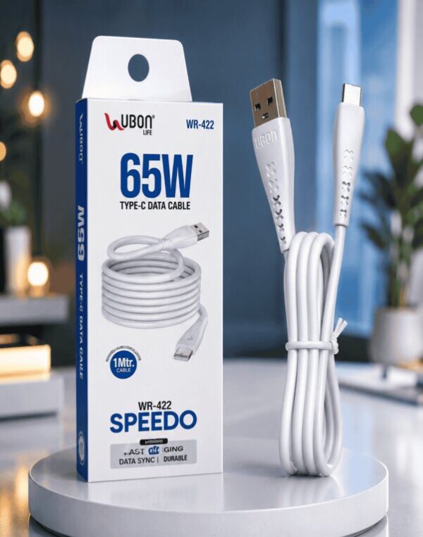 UBON WR-422 65W Type-C Fast Charging Data Cable 1 Meter USB to Type-C Cable