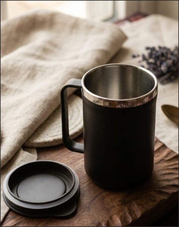 Happy Mug 400 ML Stainless Steel Coffee Mug with Lid