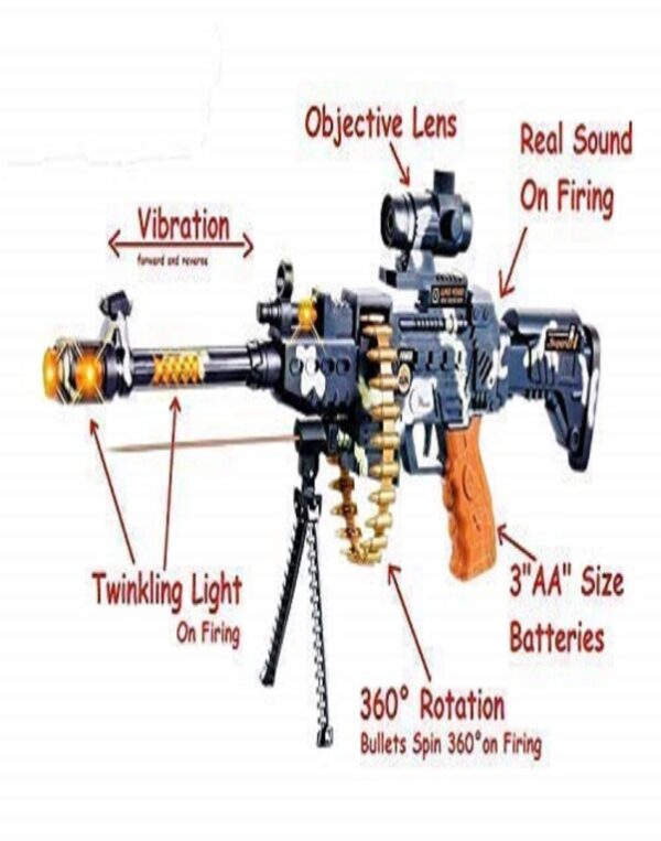 Musical Army Style Toy Gun for Kids with LED Lights