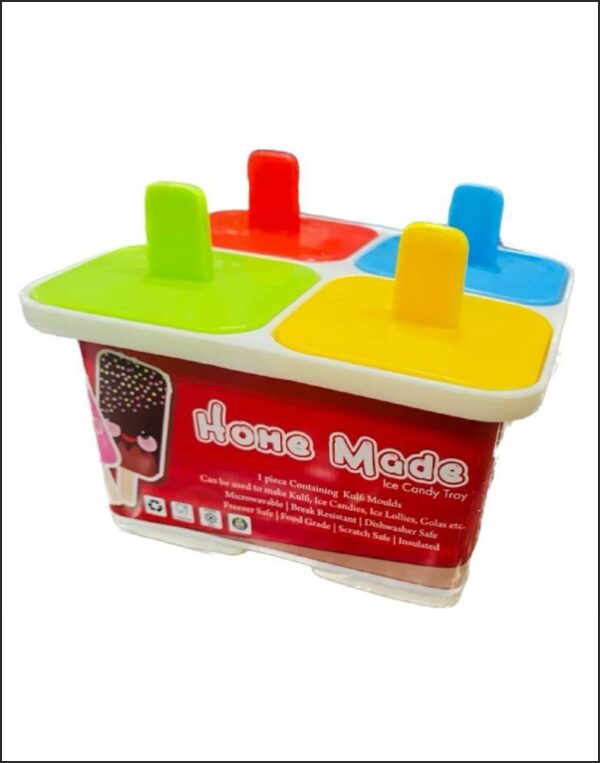 Set of 4 Plastic Reusable Ice Pop Makers, Homemade PopsicleFrozen Ice CreamKulfi Candy for Children & Adults - Multicolor,