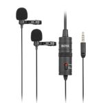 BOYA BY-M1DM Dual Lavalier Microphone with Two Clip-On Mics for Interview Recording